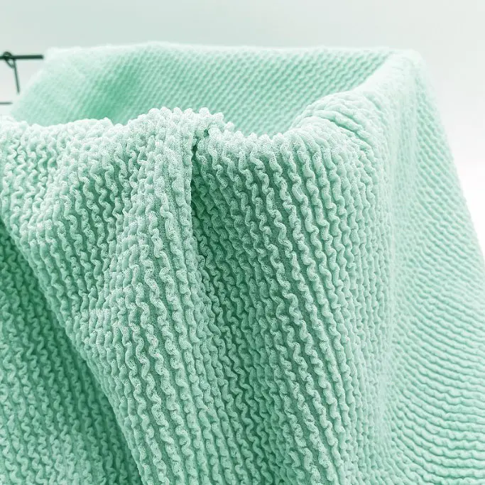 Polyester ammonia elastic stairs crepe fabric polyester single side jacquard fabric luggage Fashion swimsuit swimsuit knitted jacquard fabric (3)